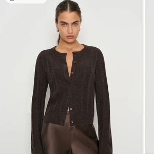 Reformation Hannah crew cardigan - espresso